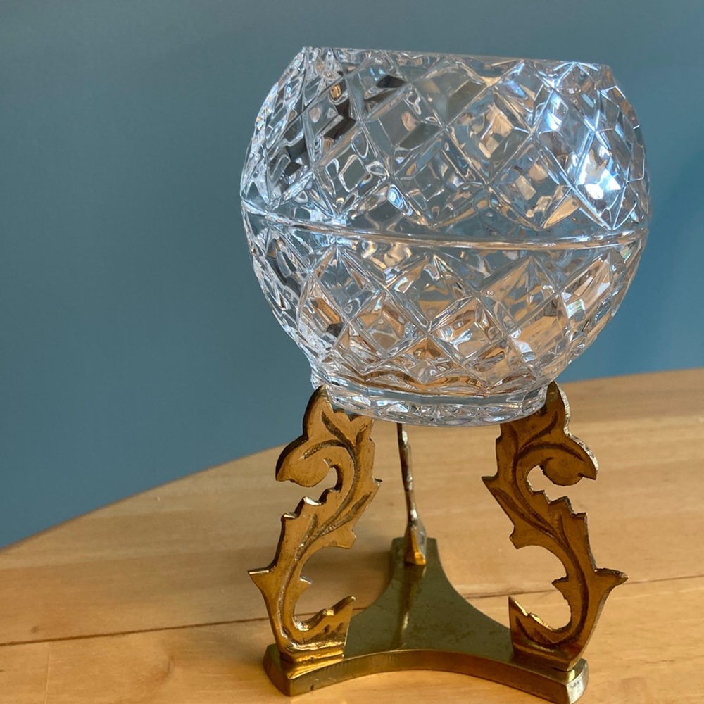 Elegant Crystal votive with brass Stand